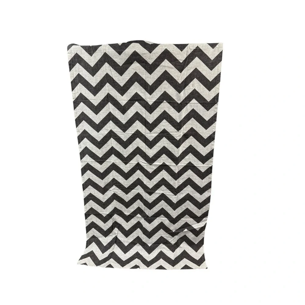 West Elm Charcoal Gray Grey Chevron 100% Cotton Curtain Panels Lot Of 3 84x48